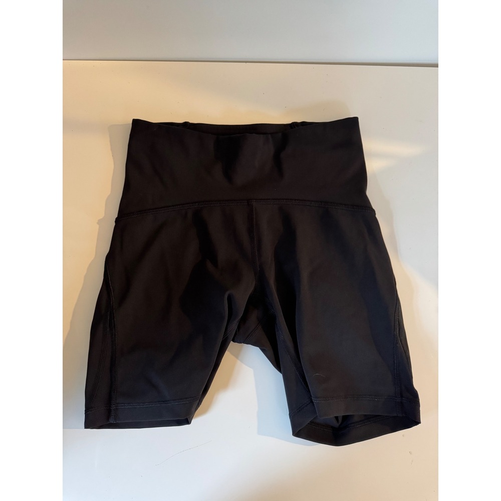 Lululemon Black High Rise Biker Shorts Size 4 W7ADPS Activewear Yoga Training